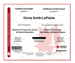 SafeCheck Advanced Food Safety - French Language Version - Online - Includes Exam - Pass Guarantee